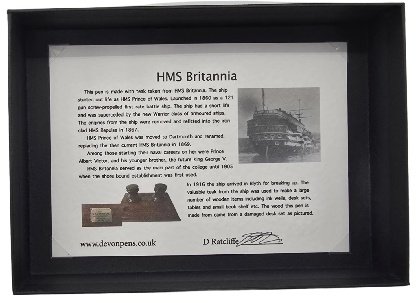 HMS Britannia Teak Fountain pen set - Graduation gift idea