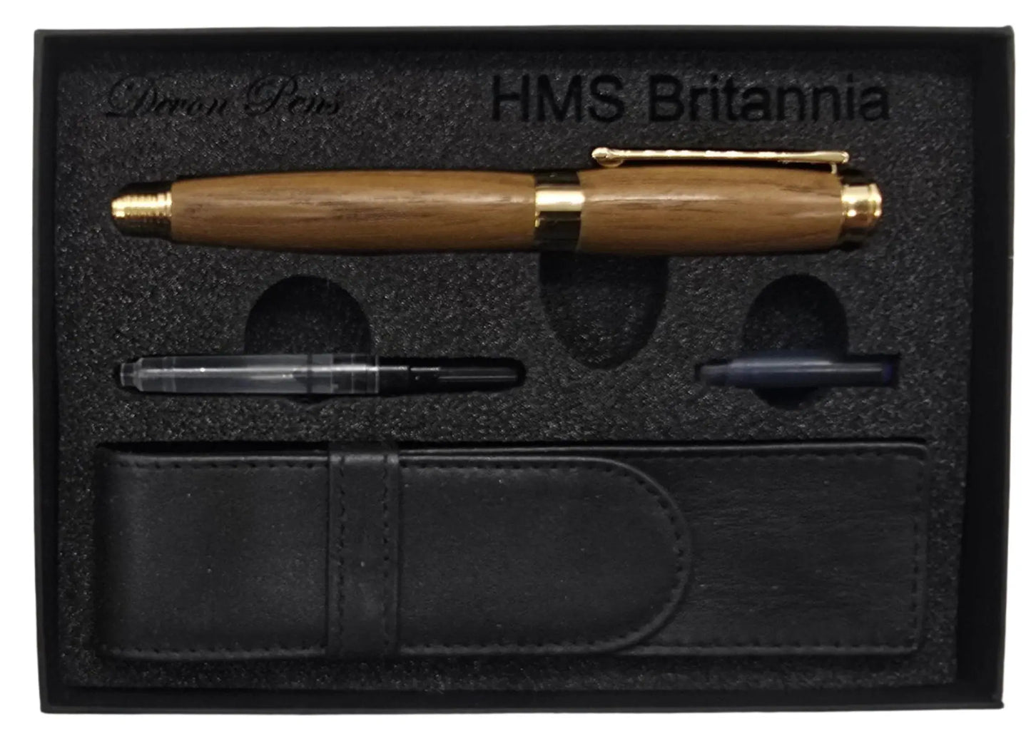 HMS Britannia Teak Fountain pen set - Graduation gift idea