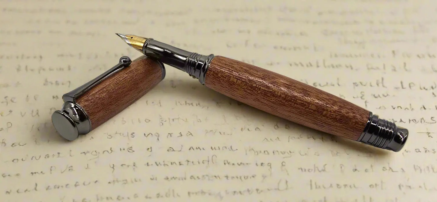 Fountain pen in African Mahogany from W2180 1950's Railway carriage