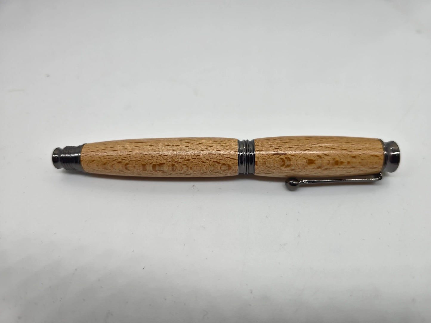 Thomas Hardy's Cottage fountain pen in Beech - Gun metal fittings - Schmidt nib
