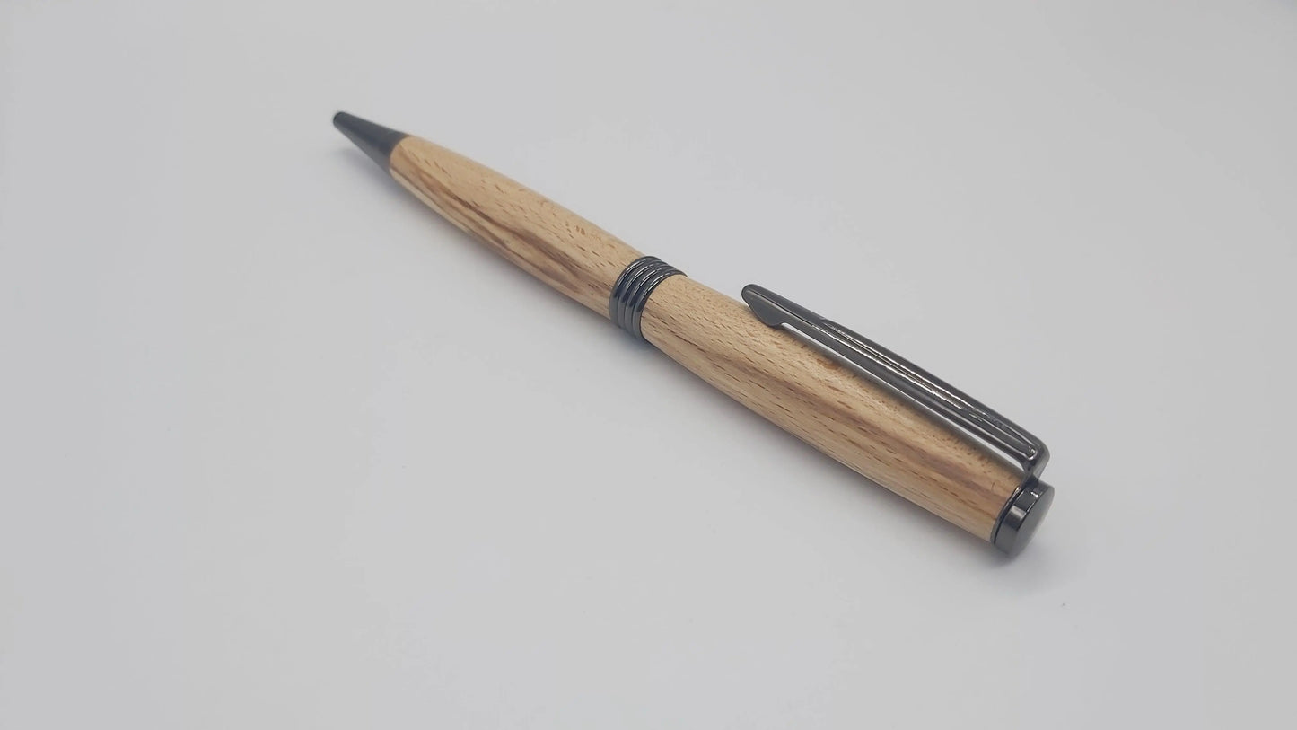 Ballpoint pen in Spalted Beech from Cotehele House, Cornwall. DevonPens