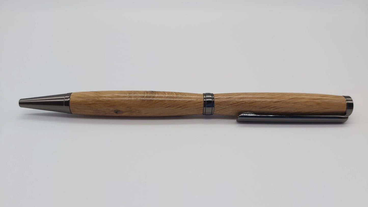 Saltram House Oak - Slim Ballpoint pen - Gun metal fittings DevonPens