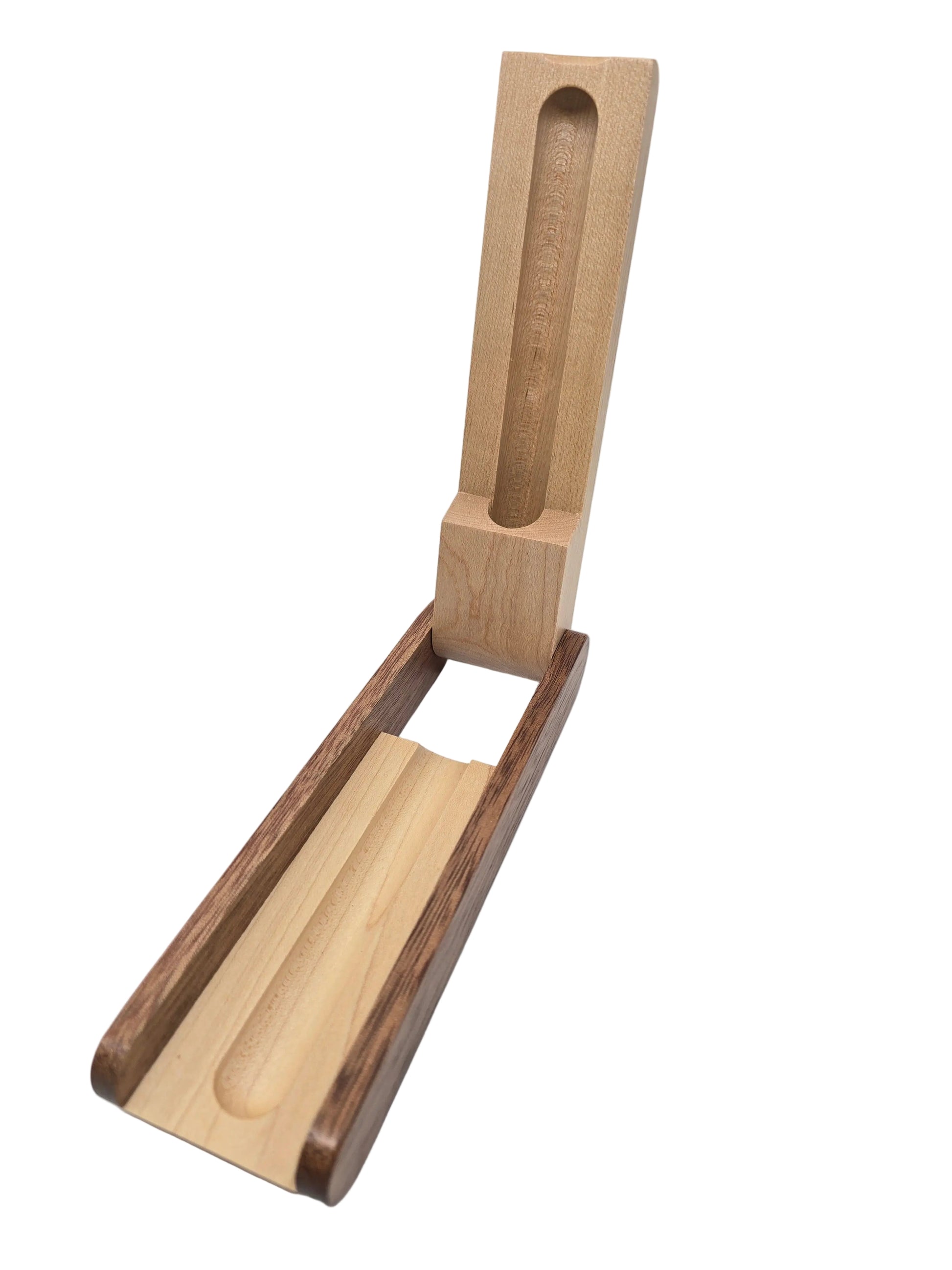 Wooden pen box to replace the standard Card type. Folding desk stand style 