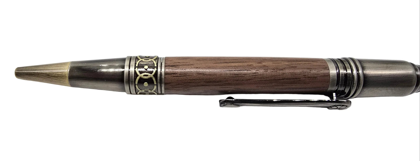 Capel Salem Pwllheli - "Our Welsh Chapel Dream" - Black walnut pen - Gun metal/Bronze 