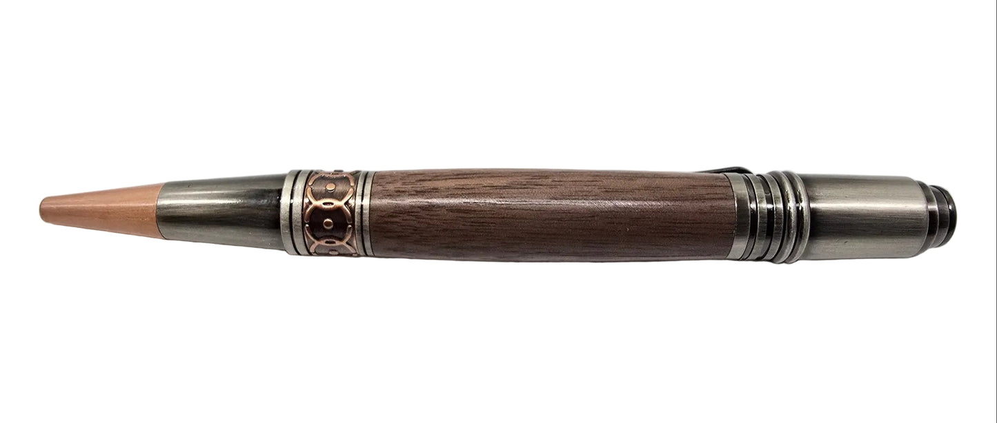 Capel Salem Pwllheli - "Our Welsh Chapel Dream" - Black walnut pen - Gun metal/Rose copper 