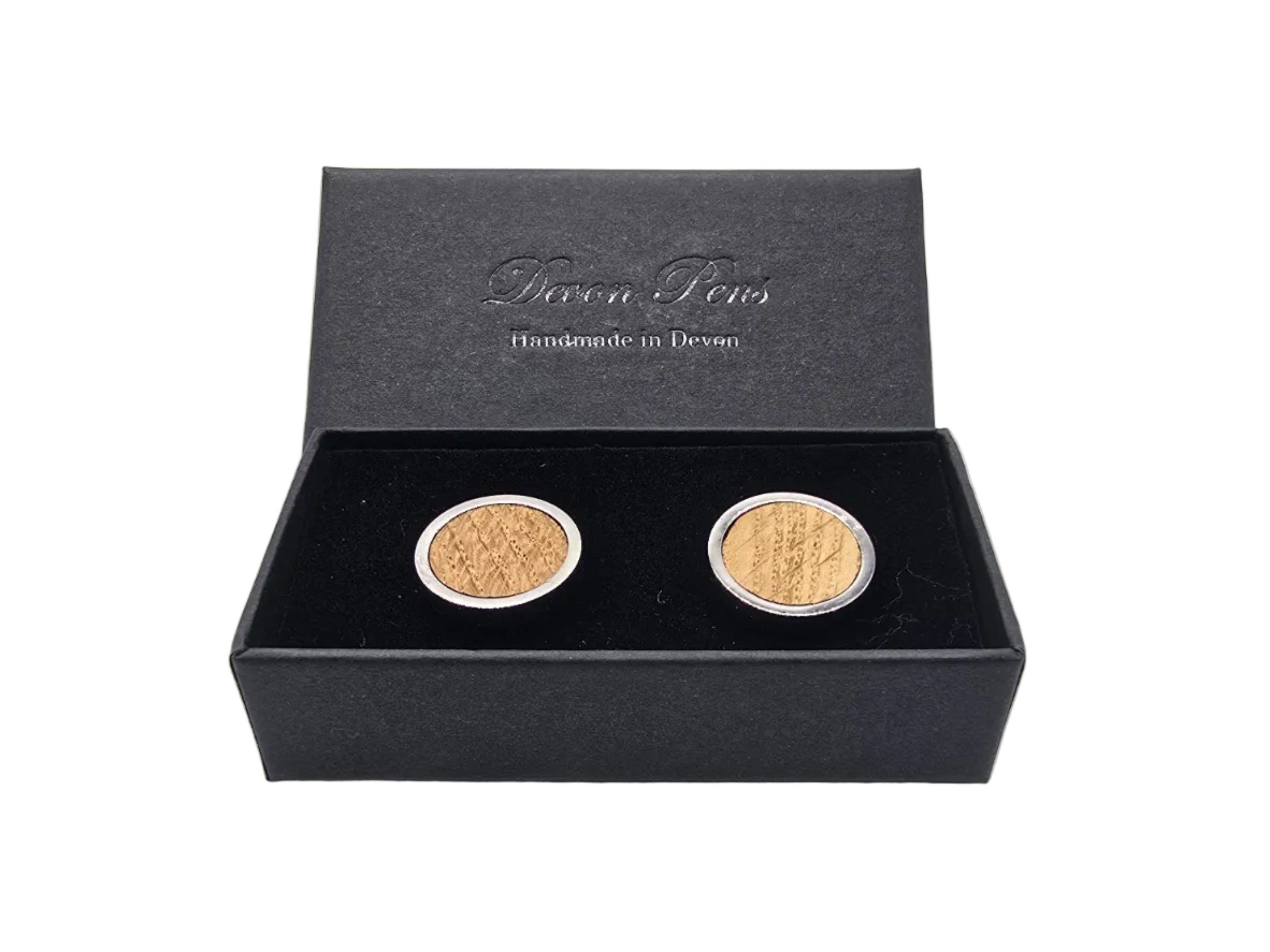 Cufflinks in Oak taken from HMS Victory - round