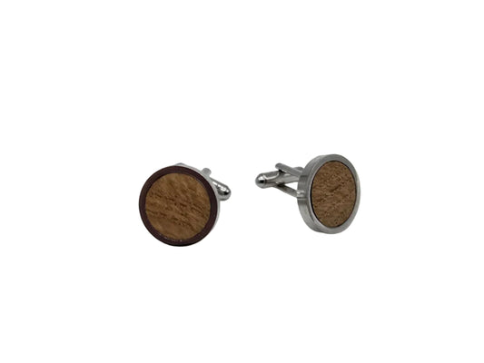 Cufflinks in Oak taken from HMS Victory - round 