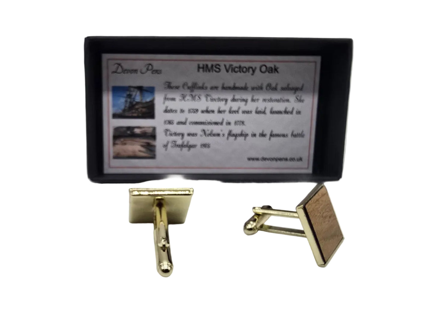 HMS Victory Oak Cufflinks - gold plated 
