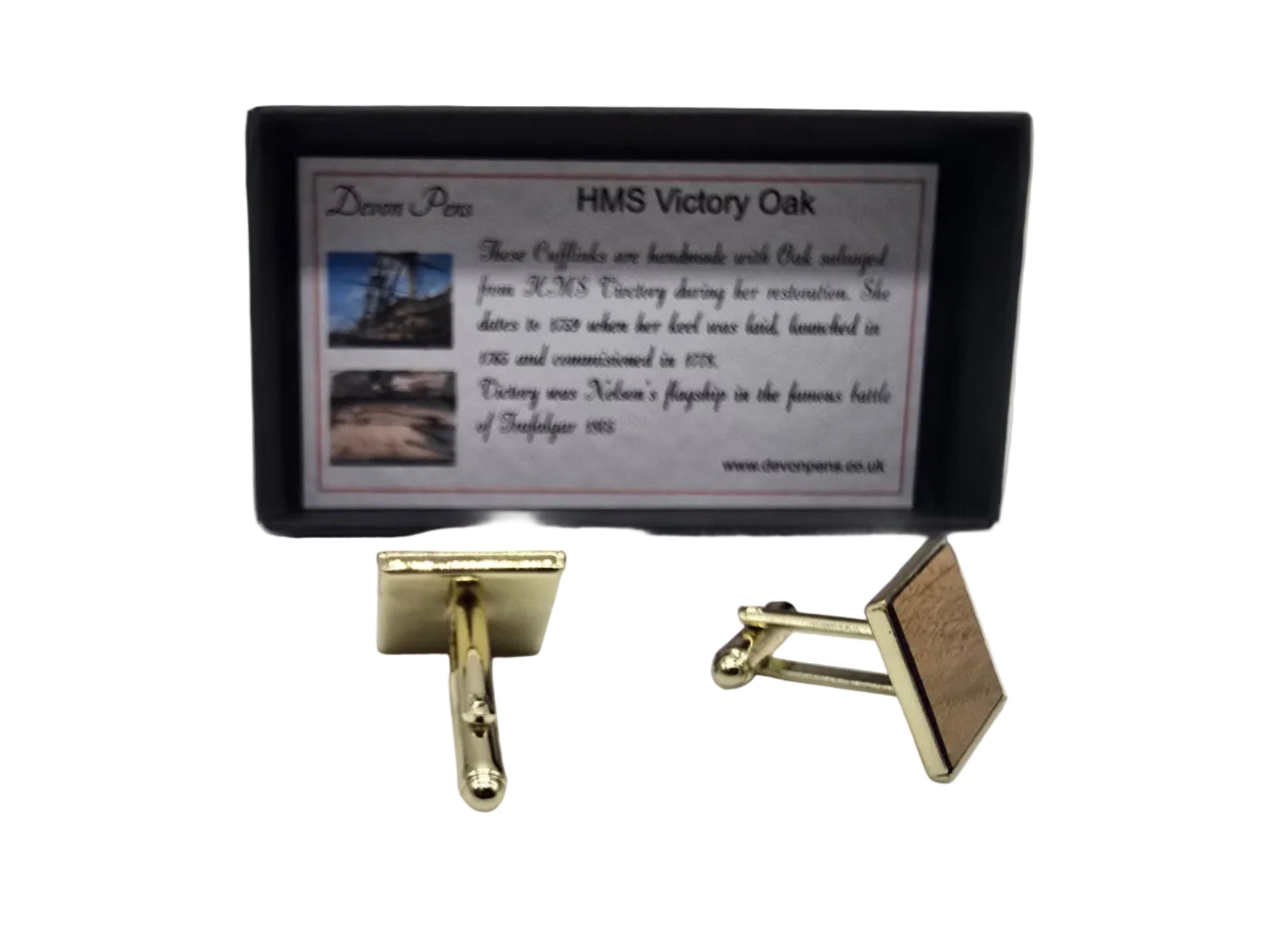 HMS Victory Oak Cufflinks - gold plated 