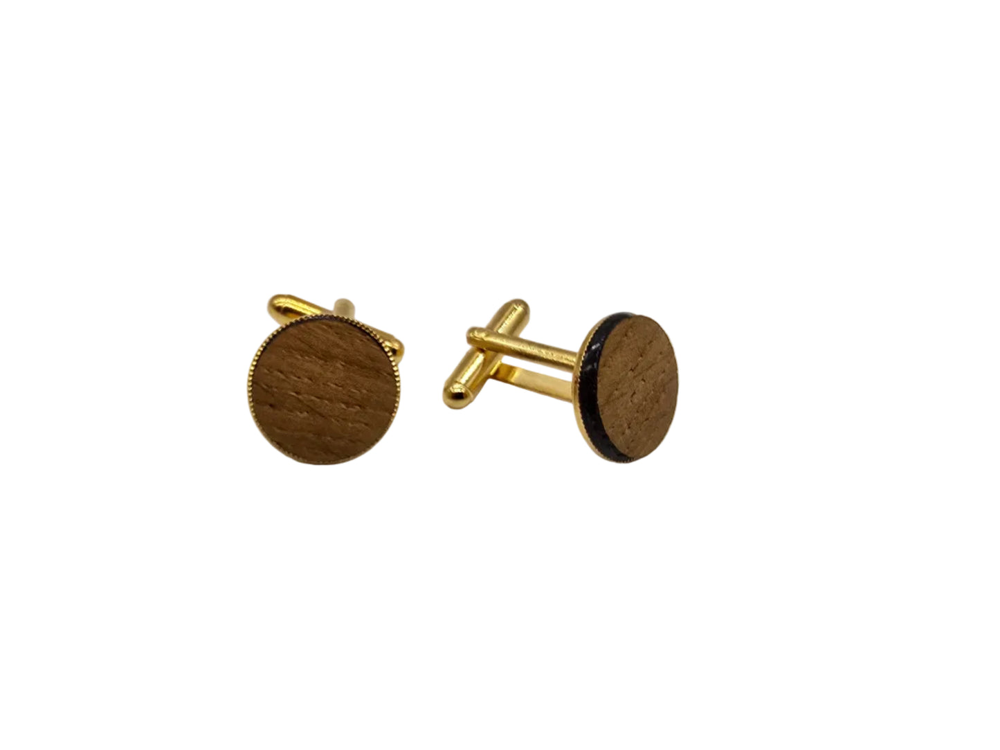 HMS Victory Oak - Round gold plated cufflinks