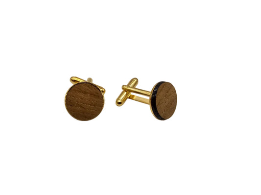HMS Victory Oak - Round gold plated cufflinks