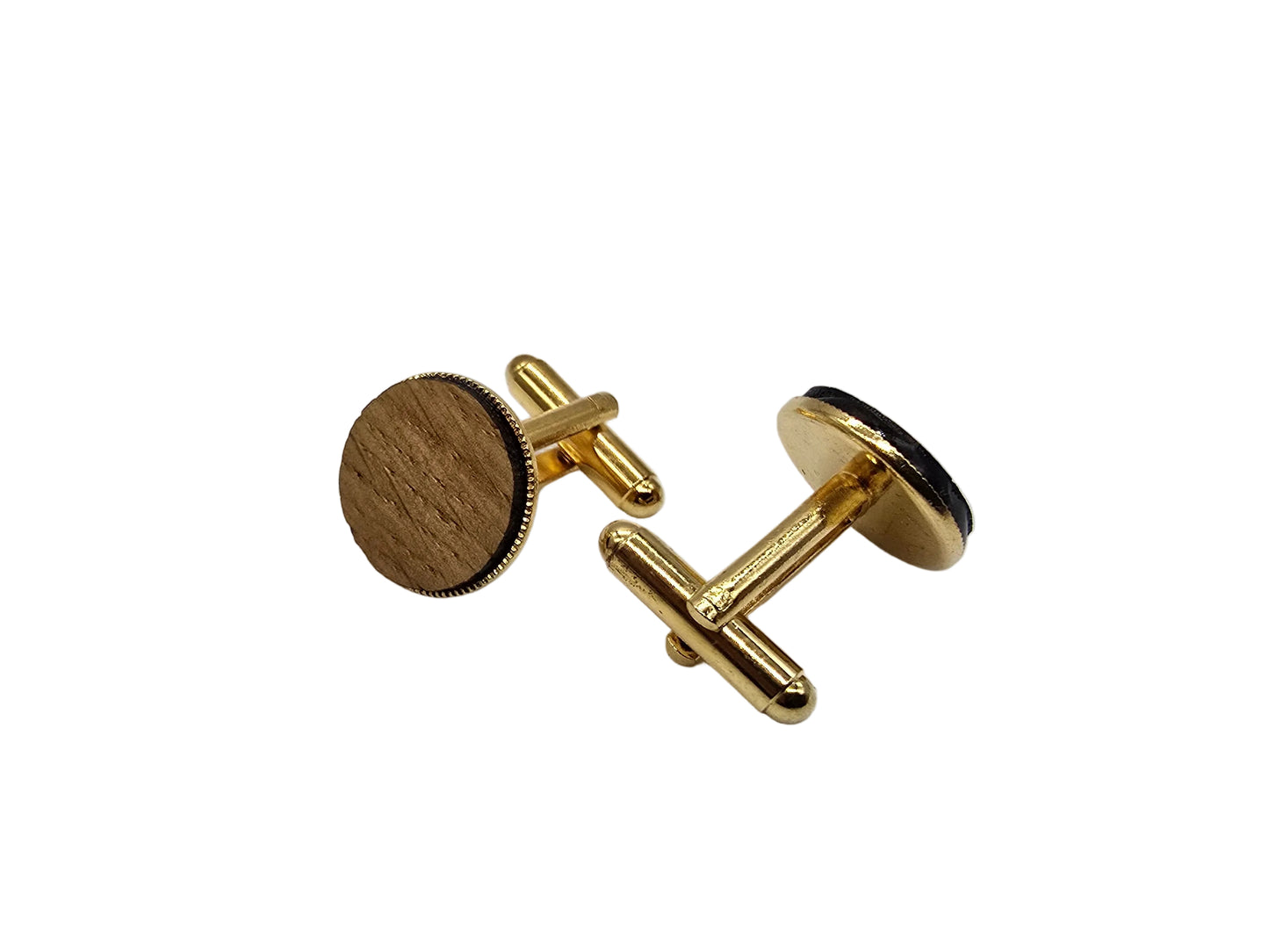 HMS Victory Oak - Round gold plated cufflinks