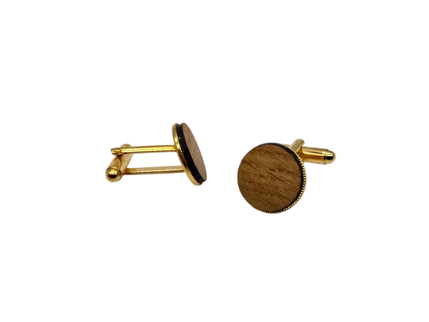 HMS Victory Oak - Round gold plated cufflinks