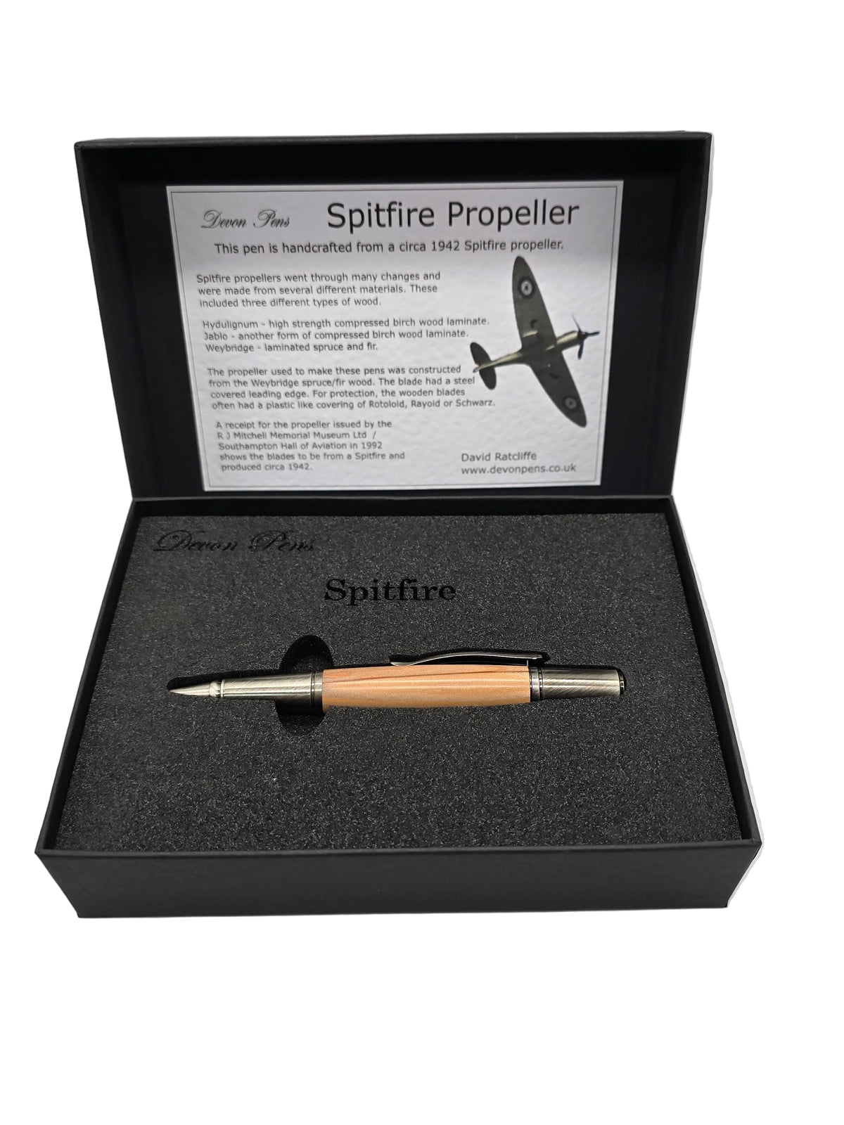Spitfire propeller pen - ballpoint pen - Brushed Pewter - DevonPens