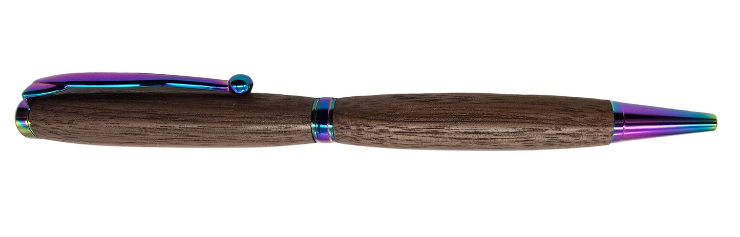 Capel Salem Pwllheli - "Our Welsh Chapel Dream" - Black walnut twist pen - Oil slick fittings 