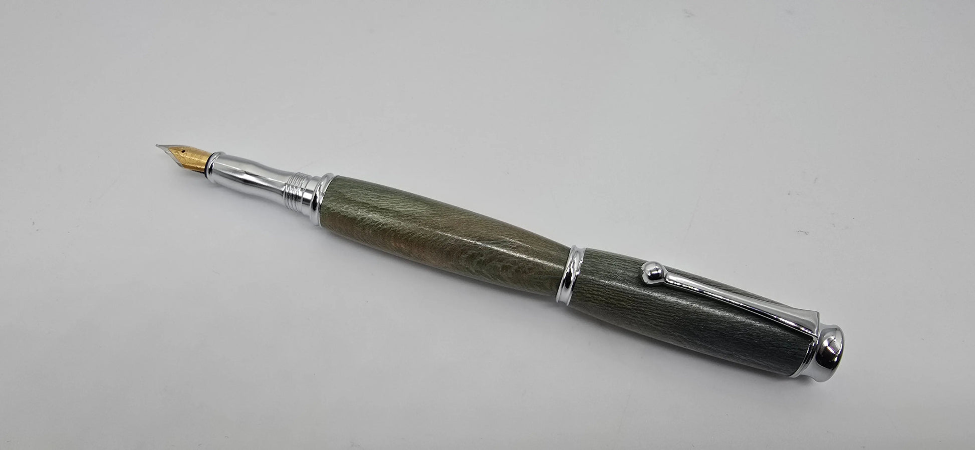 Fountain pen in dyed Lacewood from Powderham Castle Devon. 