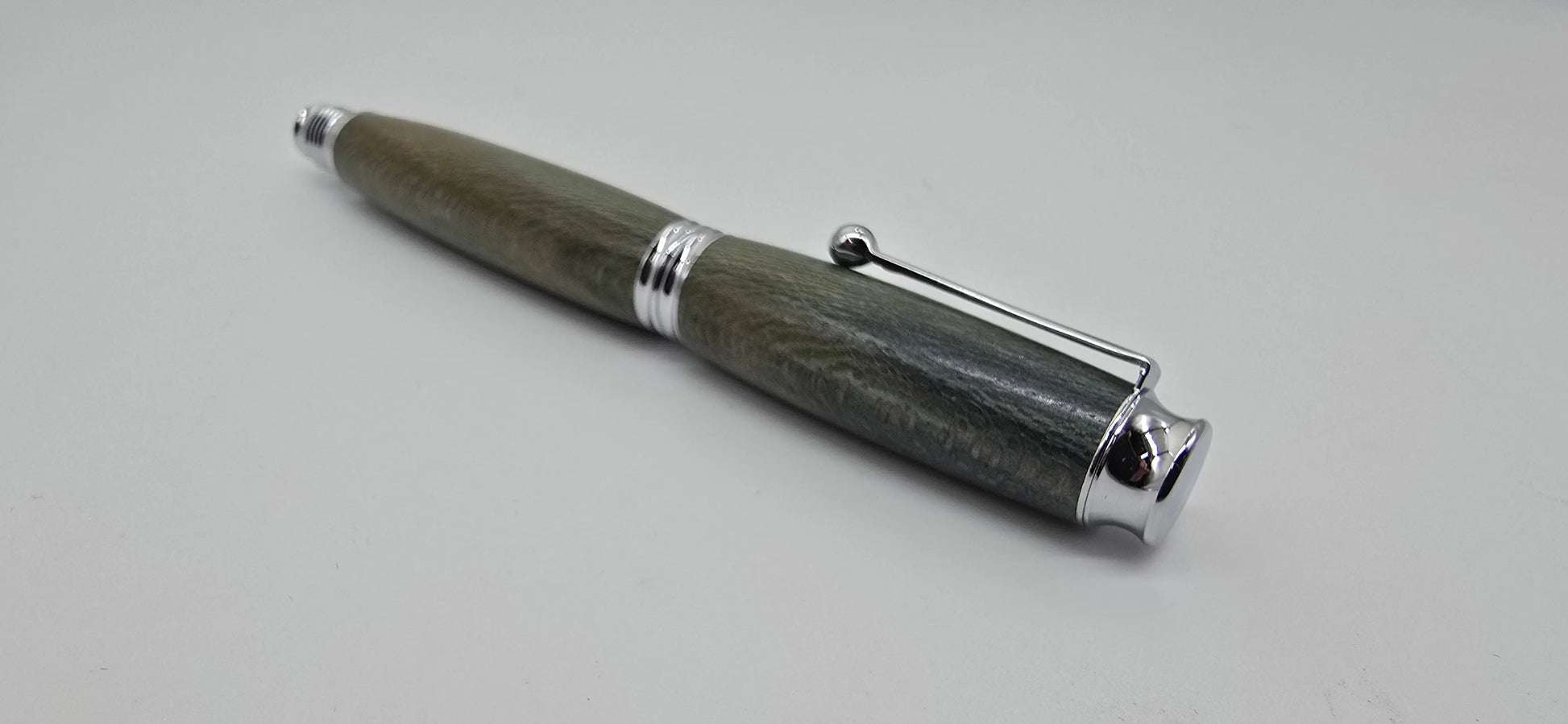 Fountain pen in dyed Lacewood from Powderham Castle Devon. 