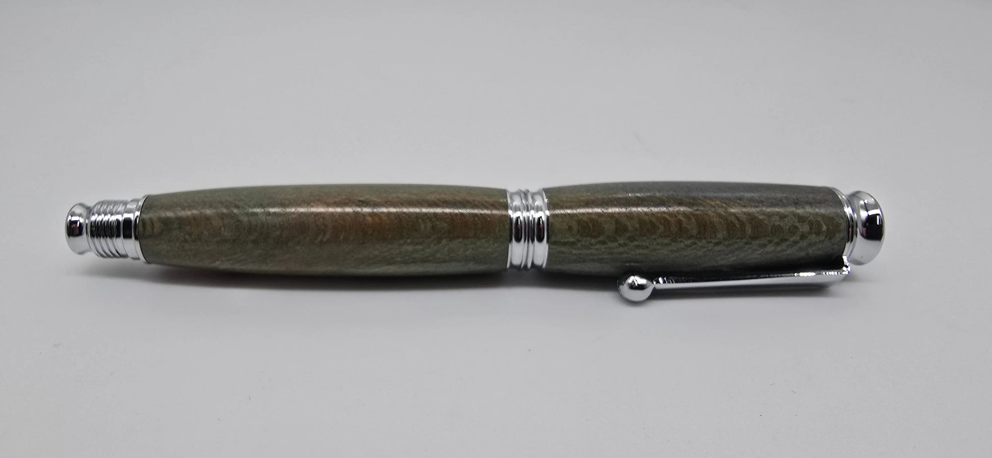 Fountain pen in dyed Lacewood from Powderham Castle Devon. 