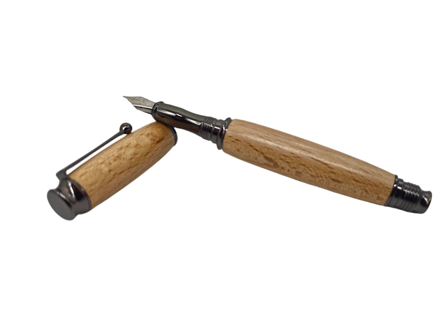Thomas Hardy's Cottage fountain pen in Beech - Gun metal fittings - Schmidt nib 
