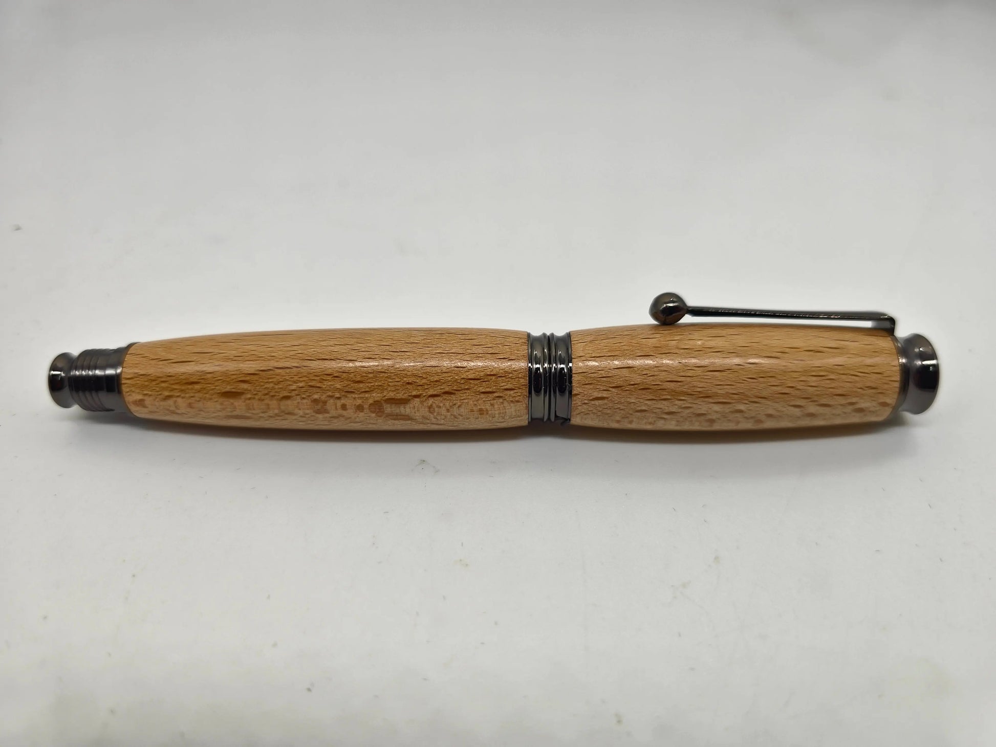 Thomas Hardy's Cottage fountain pen in Beech - Gun metal fittings - Schmidt nib 