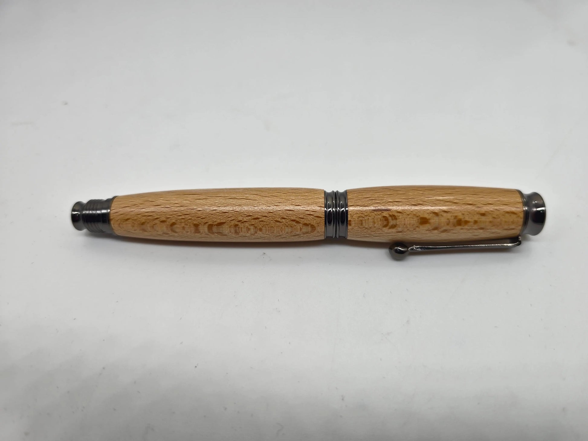 Thomas Hardy's Cottage fountain pen in Beech - Gun metal fittings - Schmidt nib 