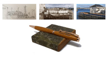 Ballpoint pen & desk stand handmade in Iroko wood from Phoenix Wharf, Plymouth. DevonPens