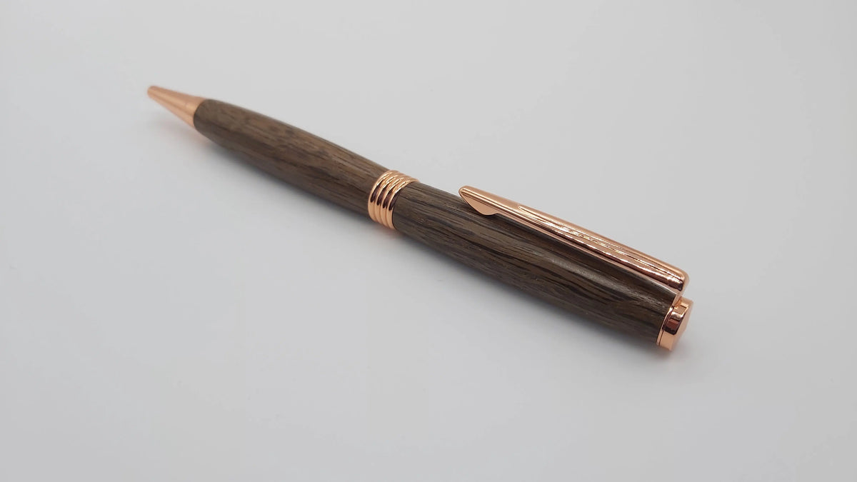 Ballpoint pen in Ancient English Bog Oak c3300 BC - DevonPens