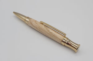 Ballpoint pen in Ash from Lanhydrock house, Cornwall - Gold coloured fittings DevonPens