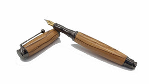 Bethlehem Olive wood Fountain pen - gun metal coloured fittings DevonPens