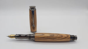 Bethlehem Olive wood Fountain pen - gun metal coloured fittings DevonPens