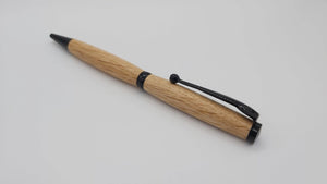 Cotehele Oak ballpoint twist pen - black chrome DevonPens