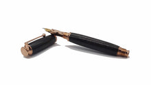 English Fountain pen handmade in Ancient English Bog Oak - Rose gold DevonPens