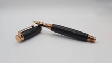 English Fountain pen handmade in Ancient English Bog Oak - Rose gold DevonPens