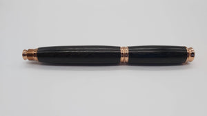English Fountain pen handmade in Ancient English Bog Oak - Rose gold DevonPens