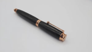 English Fountain pen handmade in Ancient English Bog Oak - Rose gold DevonPens