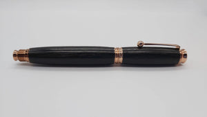 English Fountain pen handmade in Ancient English Bog Oak - Rose gold DevonPens