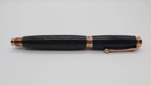 English Fountain pen handmade in Ancient English Bog Oak - Rose gold DevonPens