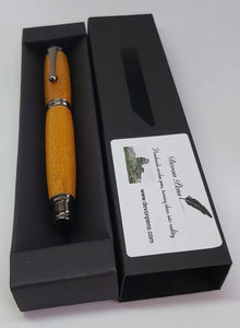 Fountain pen handmade in Iroko wood from Phoenix Wharf, Plymouth. DevonPens