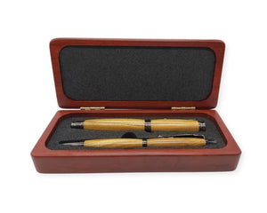 Rollerball and pencil set in Dartmoor Laburnum. DevonPens