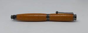 Rollerball pen handmade in Iroko wood from Phoenix Wharf, Plymouth. DevonPens