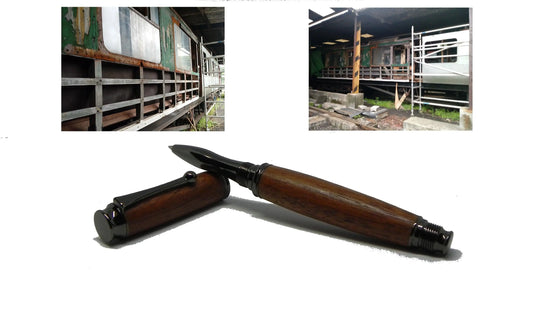Rollerball pen in African Mahogany from W2180 Railway carriage DevonPens