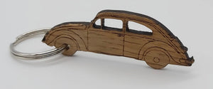 Small Saltram Oak Keyring in the shape of a VW Beetle DevonPens